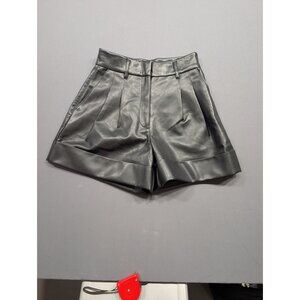 Wilfred Faux Leather High-Rise Pleated Shorts Black Size 4